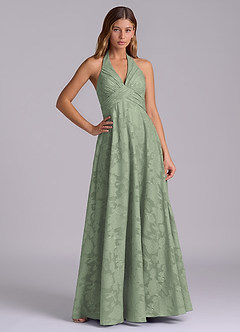 Azazie Tessie Brudtärnklänningar Klä av A-Linje i Blommig Utbrändhet Plisserad Agave image1