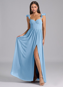 Azazie Denisse Suknie dla druhen Linia A Marszczony Szyfon Do ziemi Sukienka image4