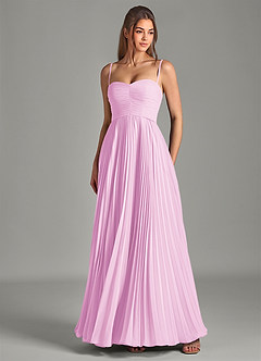 Azazie Chiana Abiti da Damigella Abito A-Line in Chiffon Senza Cinturino Rosa Confetto image3