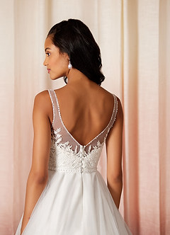 Azazie Sydney Wedding Dresses A-Line Sequins Tulle Chapel Train Dress image5