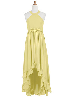 Azazie Hermione Junior Robe Trapèze en Mousseline de soie Sorbet Citron image6