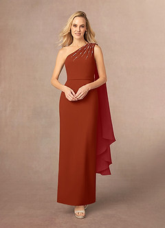 Azazie Gianna Mother of the Bride Dresses Rust One Shoulder Stretch Crepe Dress image1