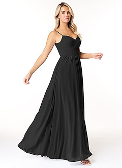 Azazie Lisbon Final Sale Black A-Line Sweetheart Neckline Chiffon Dress image1