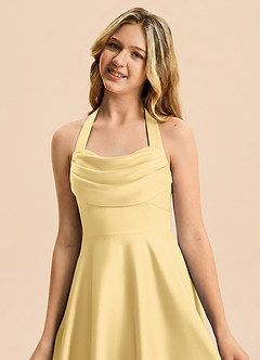 Azazie Kady Junior Robe Trapèze en Satin extensible Décolleté en cœur Beurre image6