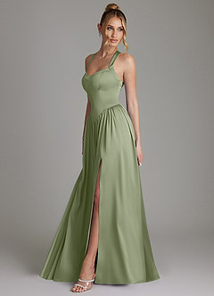 Azazie Francis Robes à essayer chez vous Robe Trapèze en Satin extensible Corset Agave image6