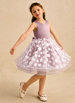 Azazie Billie Flower Girl Dresses Dusty Rose Ball-Gown Pleated Matte Satin Dress image1