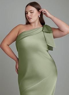 Azazie Yuanna Bridesmaid Dresses Pistachio Mermaid One Shoulder Stretch Satin Dress image10