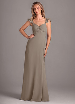 Azazie Kaylyn Bridesmaid Dresses Taupe A-Line Ruched Chiffon Dress image1