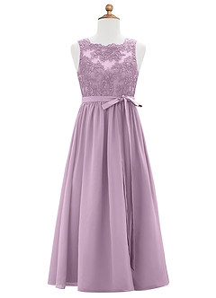 Azazie Elly Junior Wisteria A-Line Lace Chiffon Dress image6