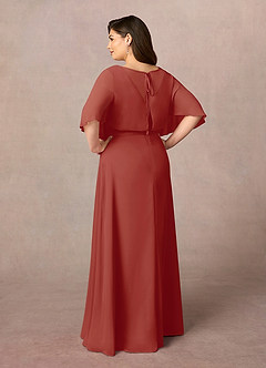 Azazie Oksana Mother of the Bride Dresses Terracotta A-Line V-Neck Pleated Chiffon Dress image9
