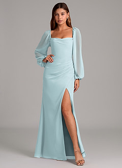 Azazie Brixley 신부 들러리 드레스 인어 긴팔 쉬폰 바닥 길이 드레스 image6