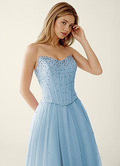 Maevego Cielo Azul Vestido de fiesta de dos piezas de tul con bordado de lentejuelas y pedrería image5