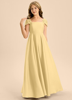 Azazie Rowena Junior Butter A-Line Bow Stretch Satin Dress image4