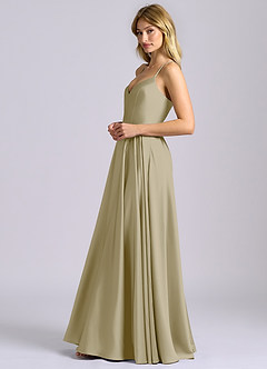 Azazie Truce Bridesmaid Dresses Moss Green A-Line Stretch Satin Dress image5