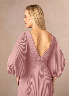 Azazie Zahara Final Sale Burgundy A-Line V-Neck Pleated Chiffon Dress image6