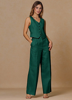 front Belicia Szmaragd 100% lniany garnitur 3-częściowy