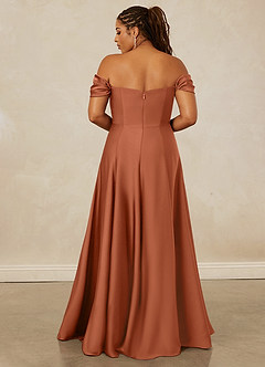 Christian Siriano Bridal for Azazie 1002 Robes de demoiselle d'honneur Robe Trapèze Convertible en Satin extensible Épaule décolletée Rose De Cèdre image16