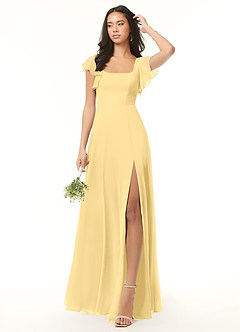 Azazie Bondi Bridesmaid Dresses Butter A-Line Ruffled Chiffon Dress image2