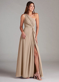 Azazie Brooke Brautjungfernkleider A-Linie One-Shoulder Chiffon Kleid Taupe image4