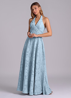 Azazie Tessie Brudtärnklänningar Klä av A-Linje i Blommig Utbrändhet Plisserad Himmelsblå image4