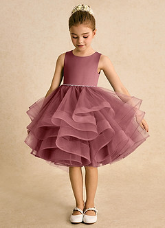 Azazie Tinie Blumenmädchenkleider Ballkleid Schleifen Tüll Kleid Amethyst image5