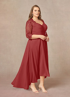 Azazie Devereaux Mother of the Bride Dresses Rust A-Line Lace Chiffon Dress image8