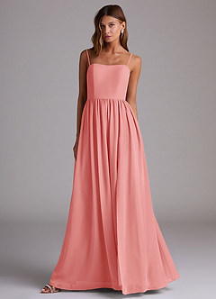 Azazie Calianna Bridesmaid Dresses Coral A-Line Off the Shoulder Chiffon Convertible Dress image4