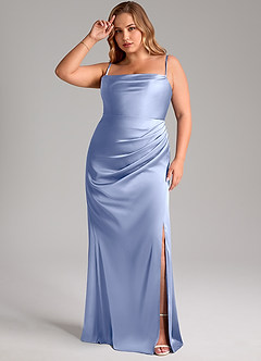 Azazie Leonis Brautjungfernkleider Wandelbar Meerjungfrau-Linie Plissee Stretch-Satin Kleid Eis image12