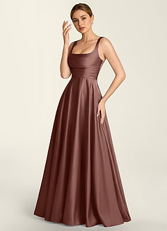 Margot Mocha Coco Satin Corset A-line Dress image3