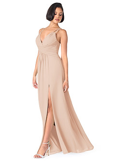 Azazie Farren Bridesmaid Dresses English Rose A-Line Pleated Chiffon Convertible Dress image3
