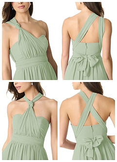 Azazie Olani Bridesmaid Dresses Dusty Sage A-Line Off the Shoulder Chiffon Convertible Dress image7