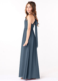 Azazie Jaylah Junior Neptune A-Line Ruched Chiffon Dress image3