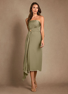 Azazie Dinanta Mother of the Bride Dresses Moss Green Column Pleated Chiffon Dress image6