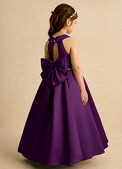 Azazie Daisies Abiti da Ragazza di Fiori Abito Principessa in Raso Opaco Fiocco Uva image1