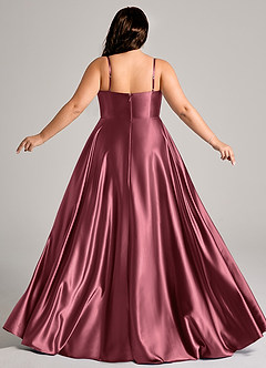 Azazie Elle Bridesmaid Dresses Desert Rose A-Line with Pockets Metallic Satin Dress image8