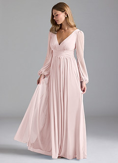 Azazie Norah Brautjungfernkleider A-Linie Gittergewebe Kleid Zartrosa image4