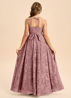 Azazie Arianthe Junior Dusty Rose A-Line Pleated Floral Burnout Dress image1