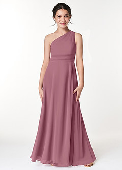 Azazie Cleo Junior Vintage Mauve A-Line Pleated Chiffon Dress image3