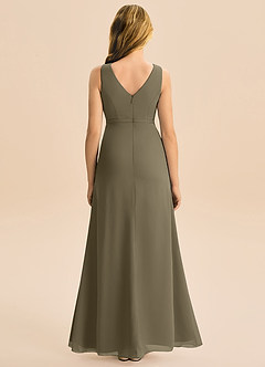 Azazie Floris Junior Jurk van Chiffon met A-Lijn Geplooid Wilgengroen image3