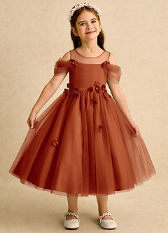 Azazie Juni vestidos de niña de las flores Vestido de Pimenton de Tul de Princesa con Plisado image1