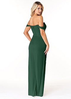 Azazie Tessa Jurken voor bruidsmeisjes Converteerbaar Jurk van Mesh met Kolom Lieverd off-the-shoulder Donkergroen image5