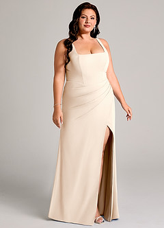 Azazie Mero Bridesmaid Dresses White Alabaster Sheath Pleated Chiffon Dress image13