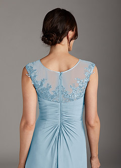 Azazie Endora Final Sale Sky Blue A-Line Scoop Lace Chiffon Dress image5