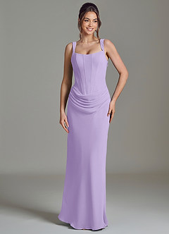 Azazie Niamh Bridesmaid Dresses Lilac Mermaid Corset Chiffon Dress image5