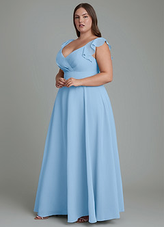 Azazie Leilani Bridesmaid Dresses Powder Blue A-Line Pleated Chiffon Dress image9
