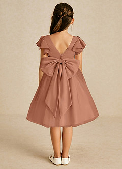 Azazie Kaeya Flower Girl Dresses Bronzer A-Line Bow Tulle Dress image1