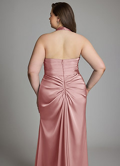 Azazie Destiny Vestidos de damas de honor Vestido Rosa Polvorienta de Satén Elástico de Corte Sirena con Escote corazón image13
