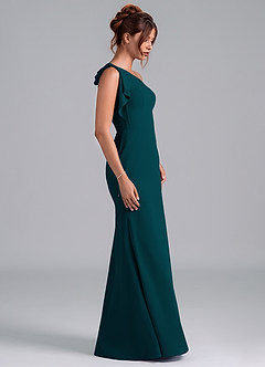 Azazie Rinna Bridesmaid Dresses Pine Mermaid One Shoulder Chiffon Dress image5