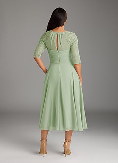 Azazie Dorothea Mother of the Bride Dresses Dusty Sage A-Line Scoop lace Chiffon Dress image3
