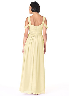 Azazie Lianne Bridesmaid Dresses Lemon Sorbet A-Line Off the Shoulder Chiffon Dress image4